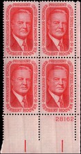 US Scott # 1269, Herbert Hoover, Plate Block of (4) 1965 5¢ Stamps, MNH
