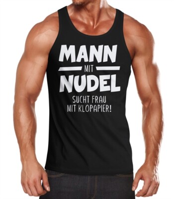 Herren Tanktop Mann mit Nudel sucht Frau mit Klopapiier Virus Pandemie 2020