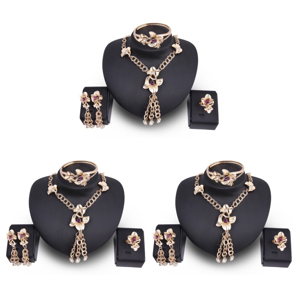 XFSRG Damen Schmuckset - Blüten Halskette & Ohrringe Set