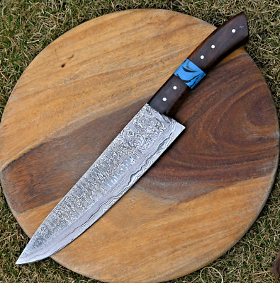 Damascus Chef Knife Custom Made Kitchen Cutlery - Hand Forged Sharp Blade 2073