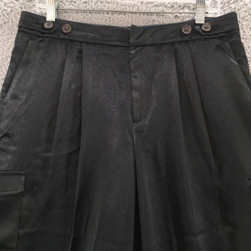 A New Day Cargo Pants Womens 10 (actual 33x32) Black High Rise Pleated Front NEW - Picture 2 of 20