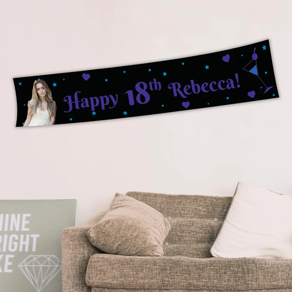 18th  Hens Birthday Hanging Decorations Fabric Party Banner Personalised Decor - Image 2 of 4