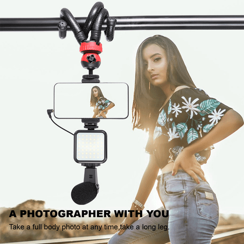 04LM Vlogging Kit LED Light Mobile Vlog Phone Video Selfie Stand Gorilla Tripod - Picture 2 of 12