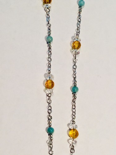 Amazonite Quartz Yellow Quartz 36" Long Necklace Beads Stainless Steel Chain - Bild 5 von 8