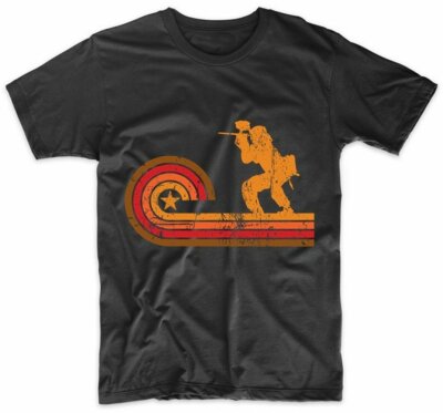 Mens Paintball Shirt - Retro Style Paintball Player Silhouette Paintball T-Shirt
