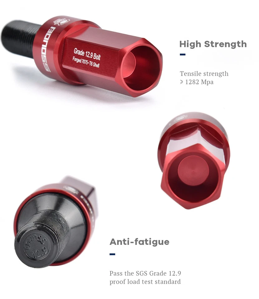 2012+ Se adapta a Mini Cooper R56 F56 F57 F60 14X1,25 pernos de rueda de tuerca de bloqueo rojo 20 piezas Foto 4 de 4