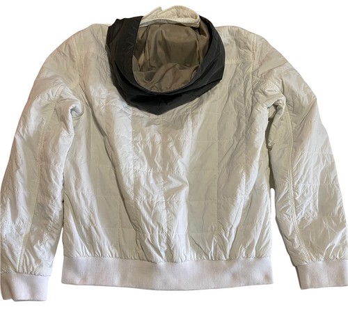 Armani Exchange Giacca Bomber Donna con Cappuccio Bianco Zip Tasche a Scatto Grande - Foto 6 di 8