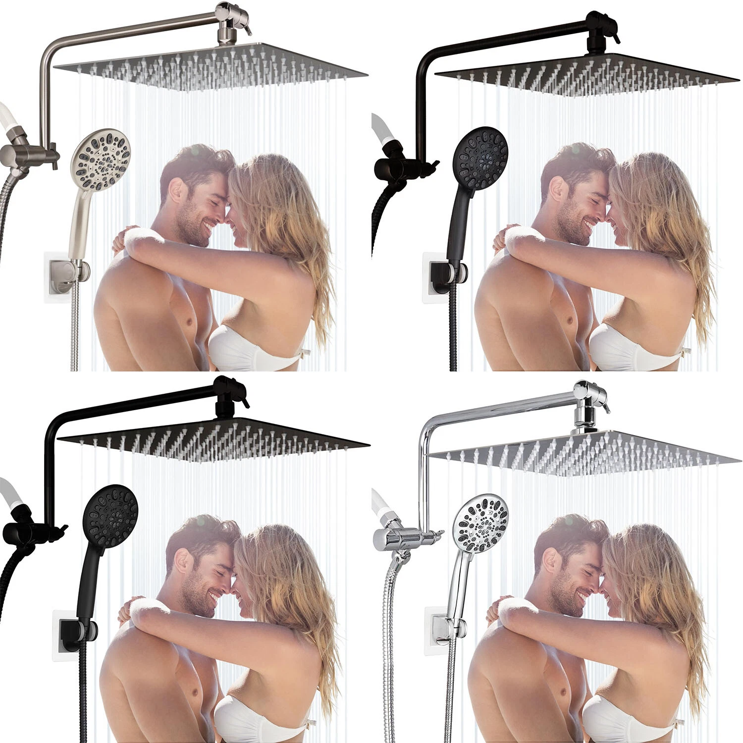 High Pressure Showerhead Combo,12'' All Metal Rainfall Shower Head with Handheld