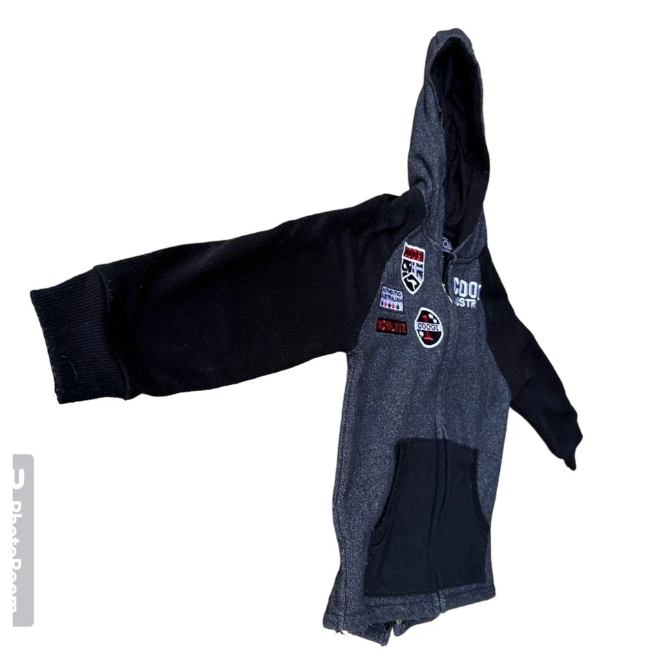 Retro 2016 Coogi Australia Sudadera con Capucha Niños Talla 6 Negro Parches Cremallera Frontal Canguro Foto 4 de 4