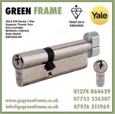 Image of YALE KM Superior Euro Cylinder Thumb Turn 60/40mm (100mm) Nickel KMT5535-NP