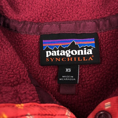 Patagonia Synchilla Fleece Womens XS Red Snap-T Logo Aztec Jumper Outdoors Lady - Picture 4 of 11