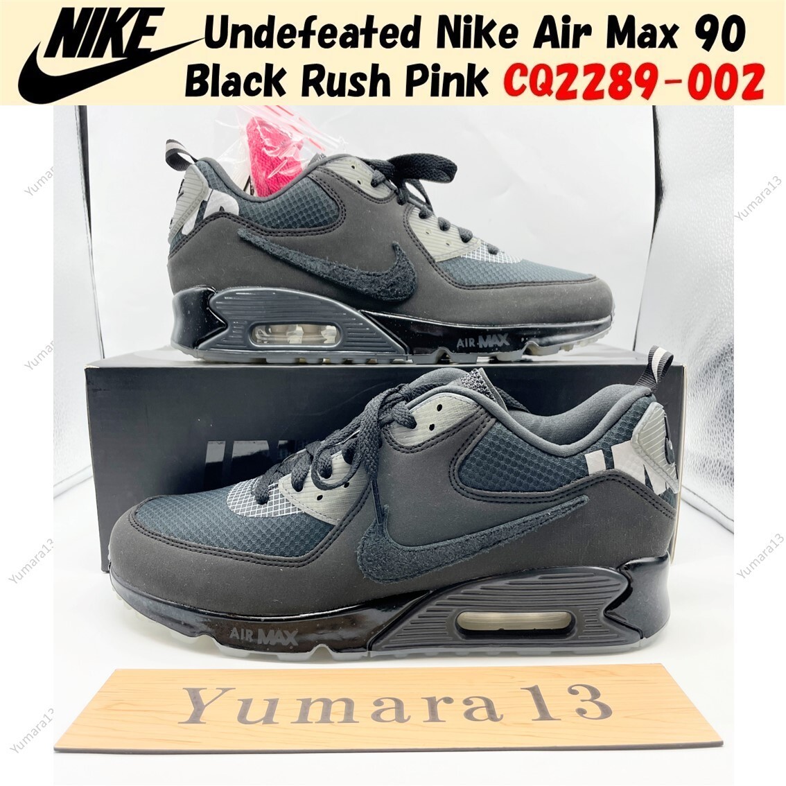 Undefeated Nike Air Max 90 Black Rush Pink CQ2289-002 Men's