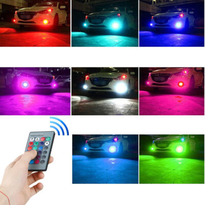 16Colors RGB H11/H8 LED Bulbs with Wireless IR Remote For Fog Light Driving Lamp