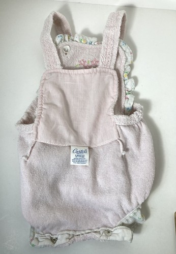 Carters TERRY CLOTH ROMPER Pink Heart Flowers Bows 6 Months 14-17 Pounds Vtg - Picture 7 of 10