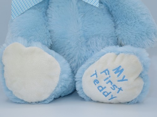 Peluche TY Classic Sweet Baby Blue My First Teddy Bear 19" 2012 NUEVO a rayas de peluche - Imagen 2 de 7