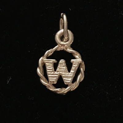 NEW Sterling Silver Letter W in Circle Pendant 925 Initial Charm S/S 