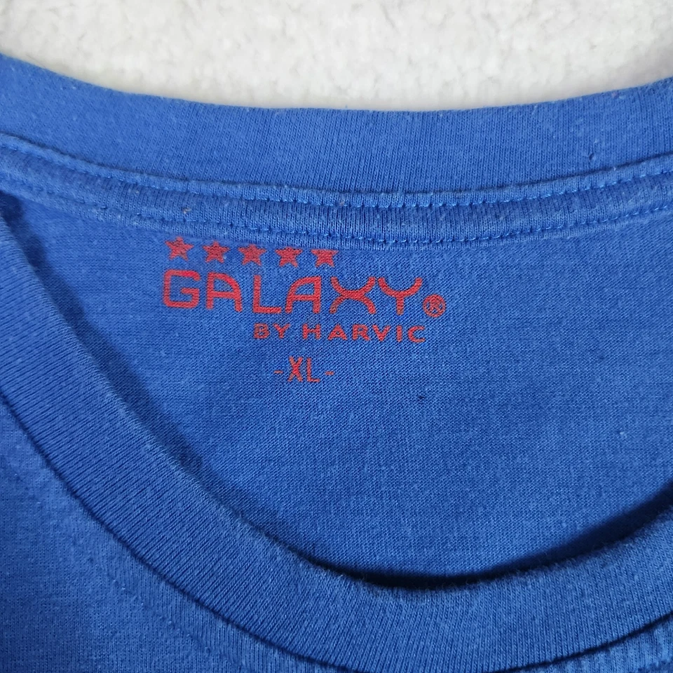 Colorful Striped T-shirt XL Blue Green Retro Galaxy By Harvic Crew Tee Unisex - Image 3 of 4