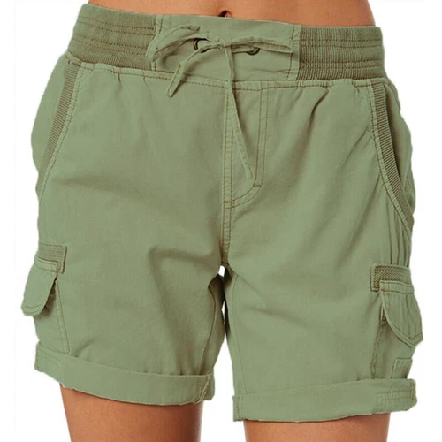 Women Shorts Casual Cargo Short Ladies Home Plus Size Summer Pants Elastic Loose - Picture 13 of 48