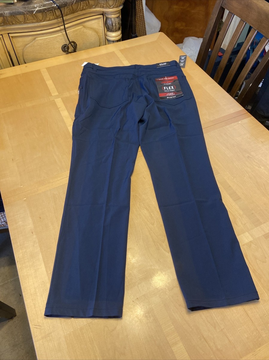 Van Heusen Flex Tech Pant Slim Fit 32x30 Navy Mens | eBay