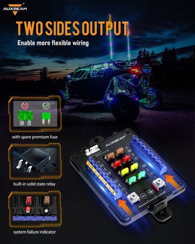 Panel de interruptor de 8 velocidades AUXBEAM RGB sistema de relé de control de circuito momentáneo para Ford - Imagen 7 de 10