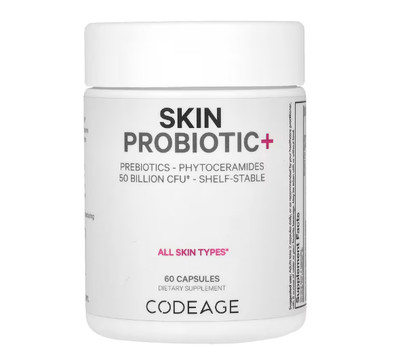 Codeage, Skin Probiotic+, Probiotikum für die Haut, 50 Milliarden KBE, 60 Kapsel