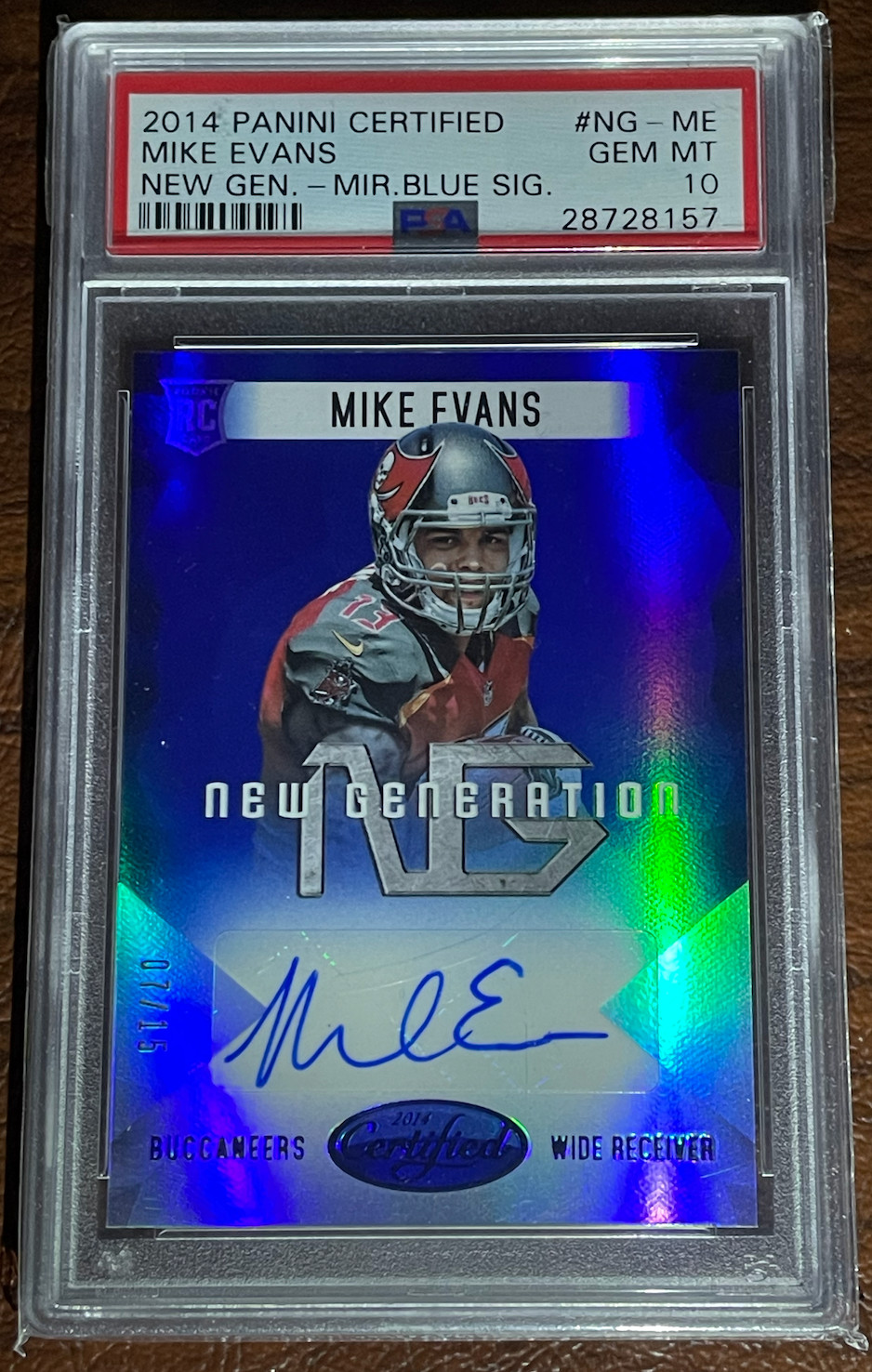 Mike Evans Panini Certified New Generation #NGME Mirror Blue Signatures