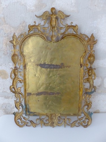 Wunderschöner großer antiker französischer Bronze Spiegel von 1880 selten Engel & Maskaron Köpfe - Bild 13 von 21