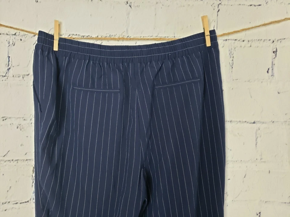 Pantalón Rafaella Mujer Azul Marino Rayas Talla 16 Elástico en Cintura Frente Plano Foto 2 de 4