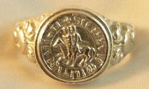 RING SEAL WIND ROSE TEMPLARS GOLD 750 MILL. 18 K YELLOW GOLD TEMPLAR KNIGHT RING - Picture 1 of 4