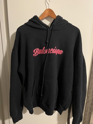 Balenciaga Black And Pink Signature Hoodie | eBay