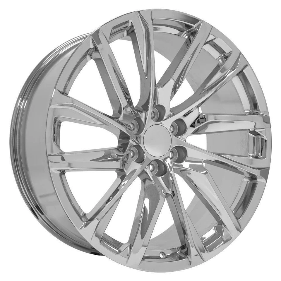 22" Chrome Angled 12 Spoke Wheels For Cadillac Escalade GMC Yukon Sierra - Изображение 2 из 3
