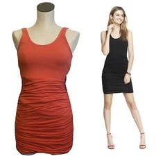 EXPRESS Womens Gathered Ruched Bodycon Mini Tank Coral/salmon Blogger Favorite