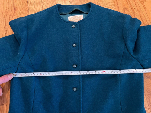Pendleton Women's Teal Blue/Green Virgin Wool Cropped Blazer 1950s True Vintage - Picture 13 of 16