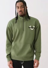 True Religion sweatshirt adult Extra Large XL zip green 108306 relaxed 129 mens
