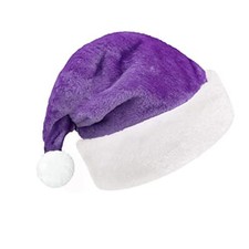 Christmas Purple Santa Hats Plush Christmas Hat for Adults Unisex Velvet Xmas