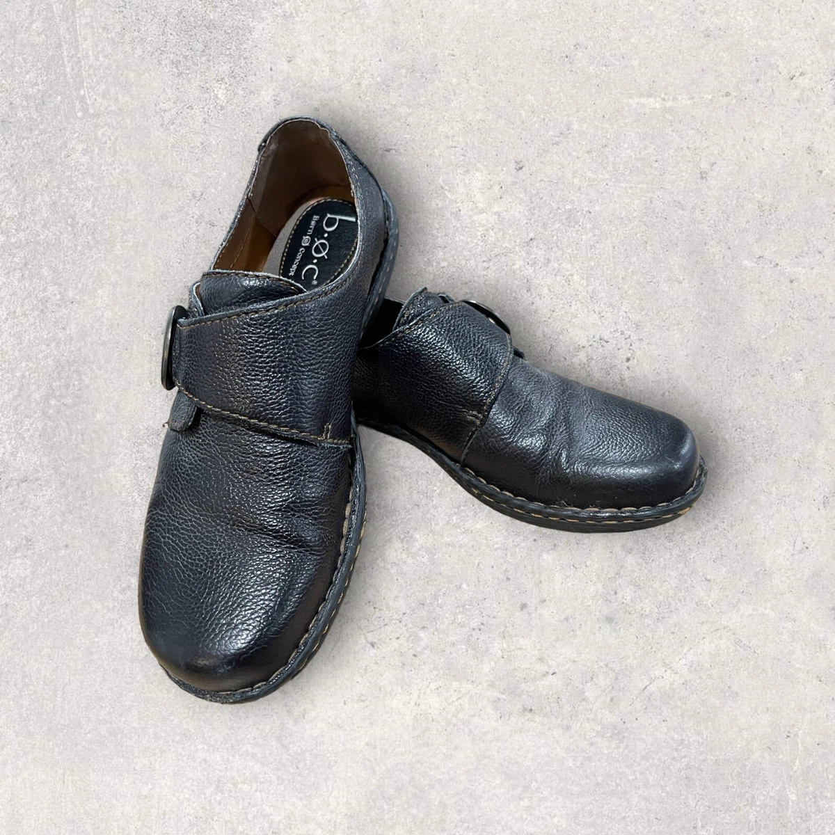 BOC Born Concept Shoes Women s 6 M W Slip On Loafers C47503 Black Leather