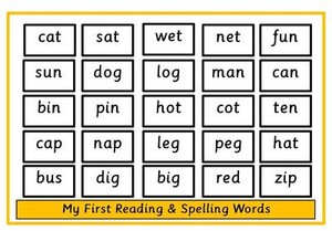 letter words reception three spellings printable eyfs read cards ks1 letters reading flash recognise spelling word phonics english variation writing