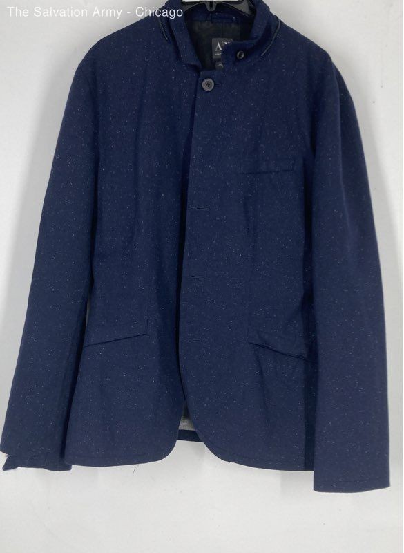 Armani Exchange Mens Navy Long Sleeve Single Breasted Blazer Size Large