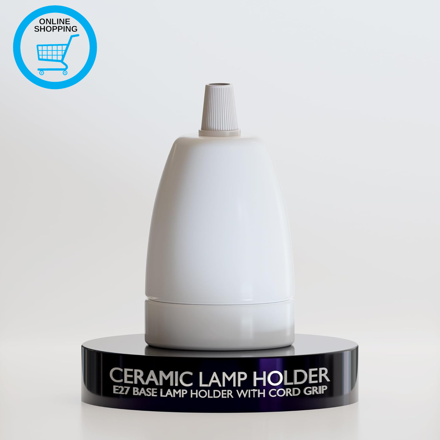 1Pcs Vintage Ceramic Lamp Socket E27 Base Lamp Holder with Cord Grips, Industria