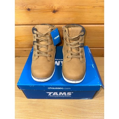 TAMS Jungen Stiefeletten hellbraun Schnürschuhe Freizeitschuhe UK Größe 1 EU33 mit Karton