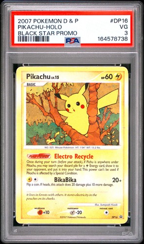 Pikachu Holo DP16 Black Star Promo Pokemon PSA 3 Vg