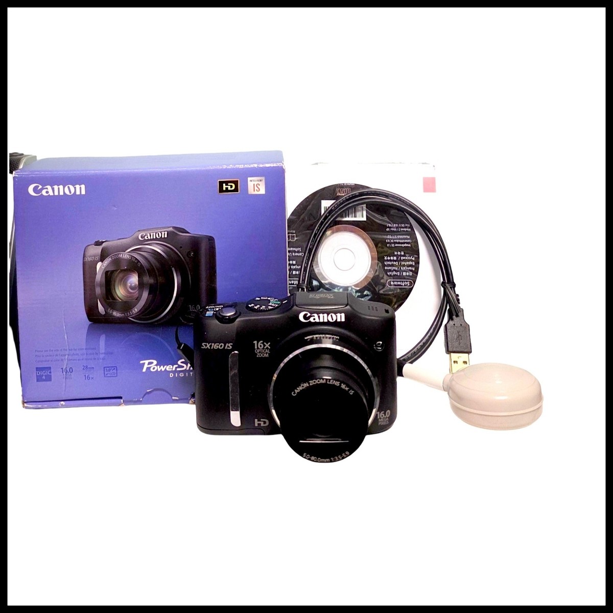 Canon PowerShot SX160 IS 16MP Digital Camera Black in Box | eBay