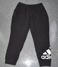adidas Large Men's BIG LOGO Cotton Blend Fleece Jogger Black
