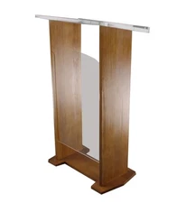47"Brown Wood Clear Acrylic Podium Church Lecturn Conference Pulpit Option Cross