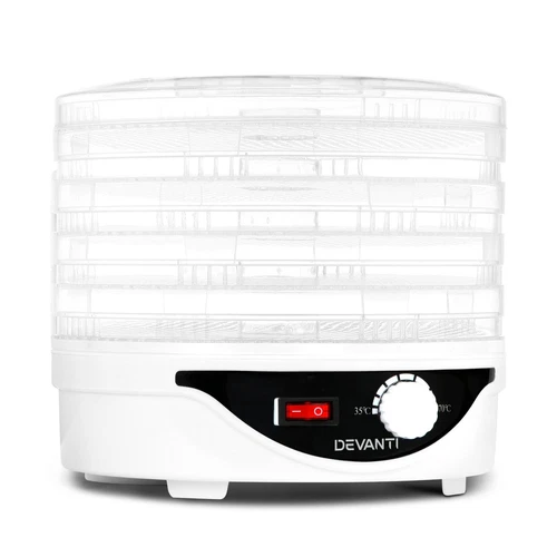 Devanti 5 Trays Food Dehydrator Fruit Dehydrators Pet Beef Jerky Dryer White - Picture 7 of 7
