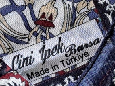 Vintage Çini Ipek Bursa Silk Scarf Floral Blue Maroon Multicolor Luxury Women's