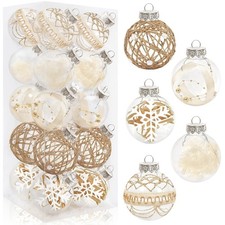 20 Pack Farmhouse Christmas Ornaments, 70mm/2.76" Rustic Christmas Ball Ornam...