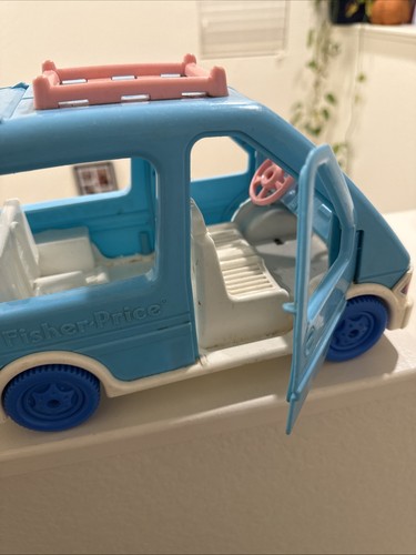 Vintage Fisher Price Minivan Loving Family Dollhouse Blue 1993 Van Doors Open - Picture 8 of 9