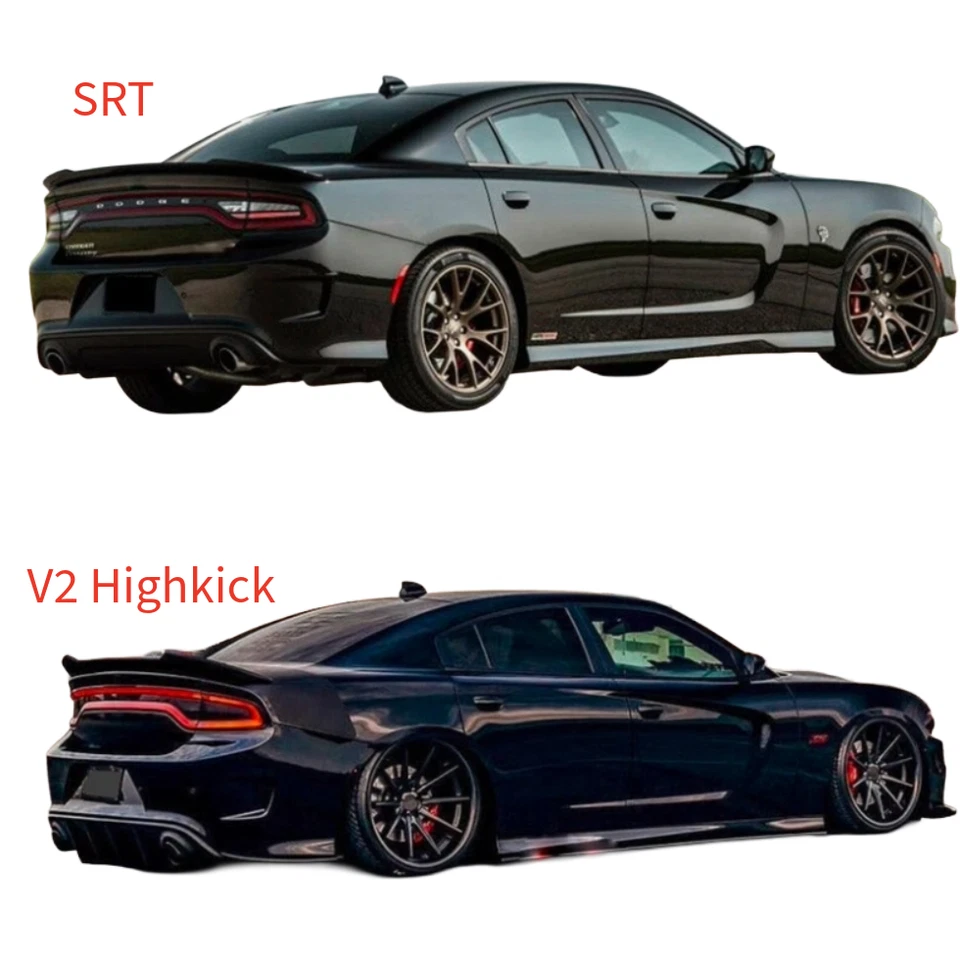 Fit 2011-2023 Dodge Charger Gloss Black V2 Highkick Rear Trunk Spoiler Wing Lip Foto 3 de 4