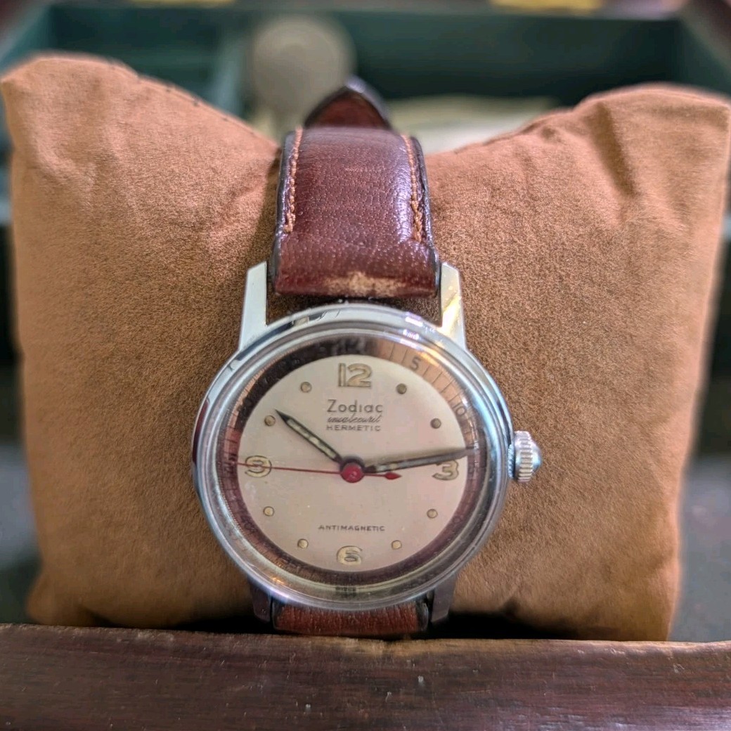 Vintage 1950s Zodiac Hermetic Swiss Manual Wind - 31mm Case - 3-6